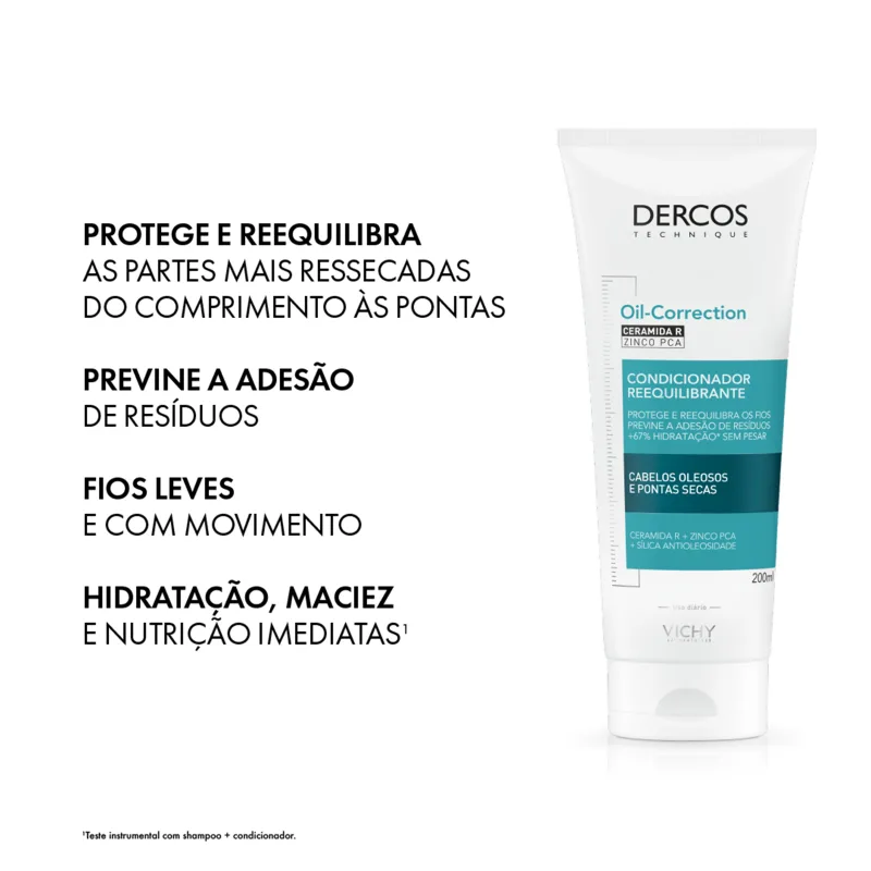 Vichy Dercos Après-Shampooing Rééquilibrant Oil-Correct à la Céramide R et au Zinc PCA