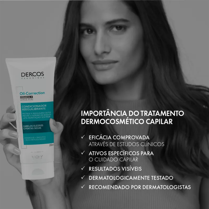 Vichy Dercos Après-Shampooing Rééquilibrant Oil-Correct à la Céramide R et au Zinc PCA