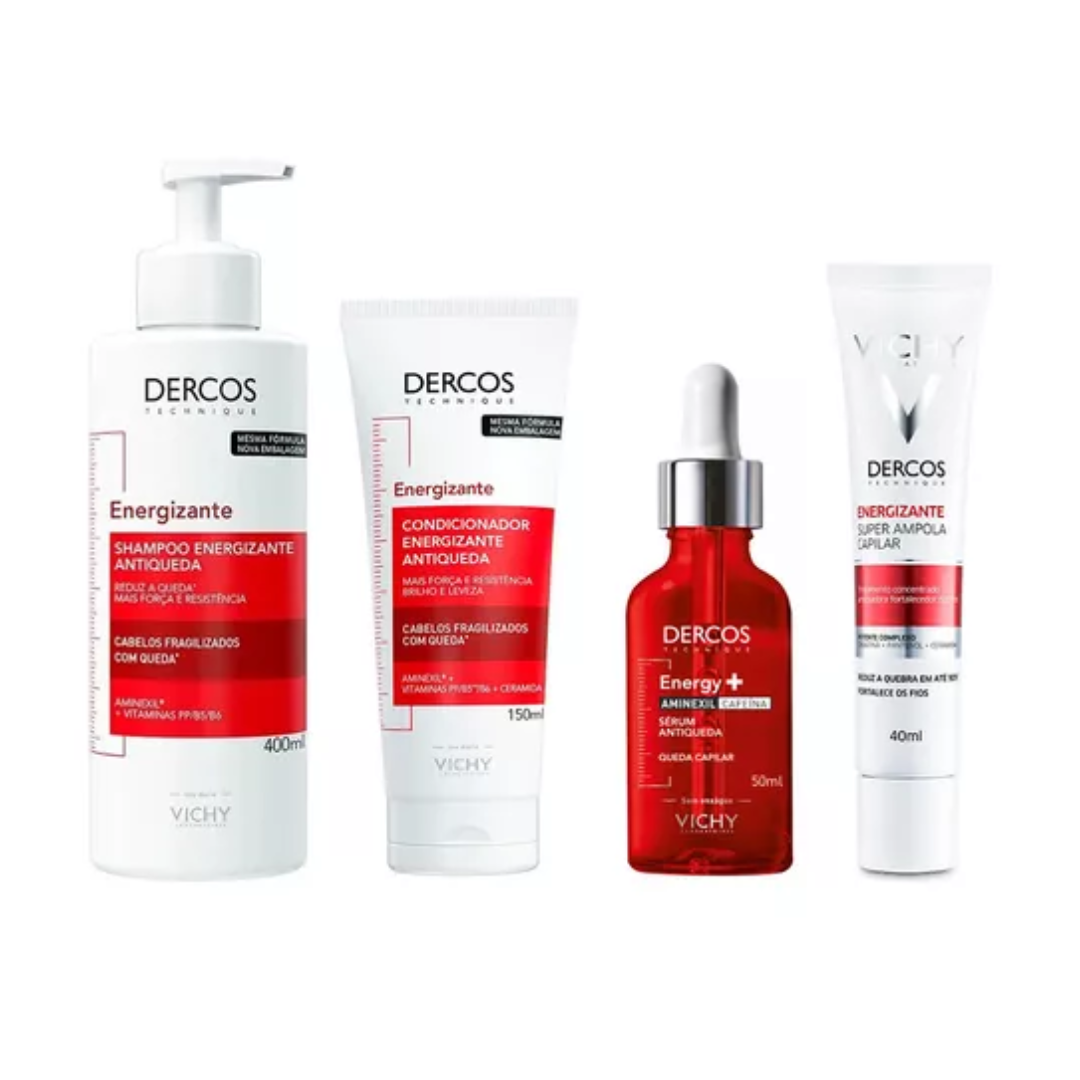 Vichy Dercos Coffret Complet – Shampooing, Après-Shampooing, Super Ampoule & Sérum