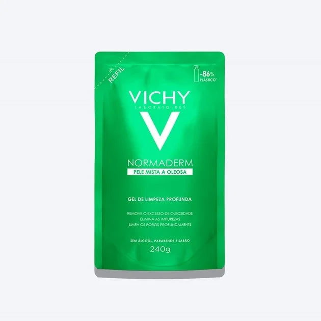 Vichy Normaderm Gel Nettoyant Profond Anti-Brillance à l’Acide Glycolique Recharge – 240 g
