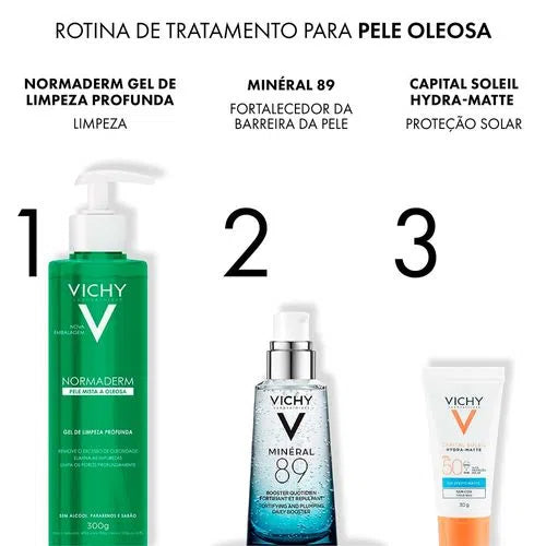 Vichy Normaderm Gel Nettoyant Profond Anti-Brillance à l’Acide Glycolique – 300 g